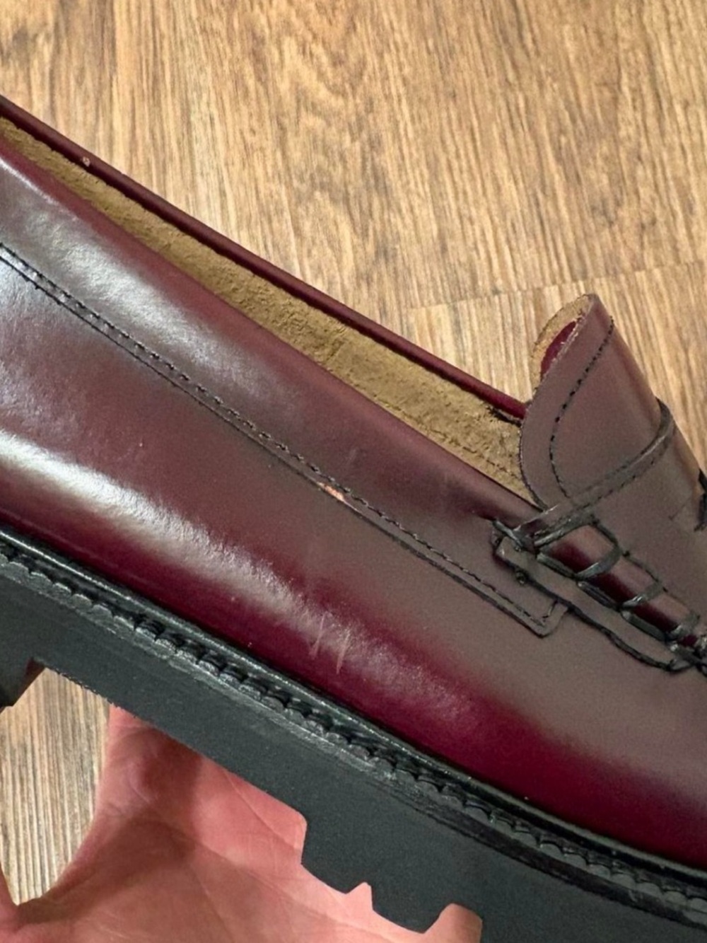 G.H. Bass Wine Whitney Super Lug Sole Penny Loafers - Picture 6 of 8